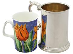Sterling Silver Pint Mug, Antique Victorian