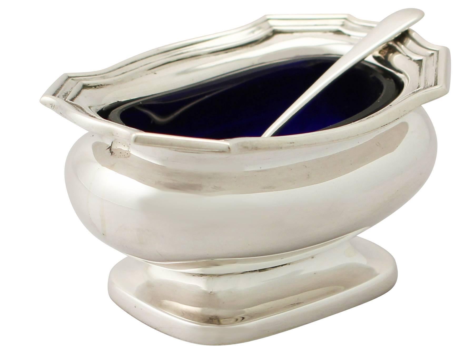 Glass Sterling Silver Condiment Set, Vintage Elizabeth II