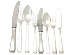 Dutch Silver Canteen of Cutlery for 12 Persons, Art Deco Style, Antique 1936