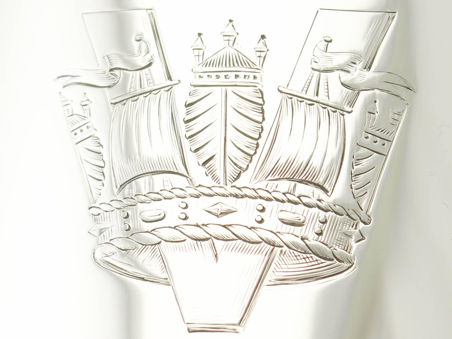 Sterling Silver Presentation/Champagne Cup, Art Nouveau Style, Antique 2