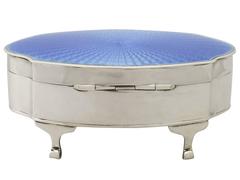 Sterling Silver and Enamel Jewelry/Trinket Box, Antique George V