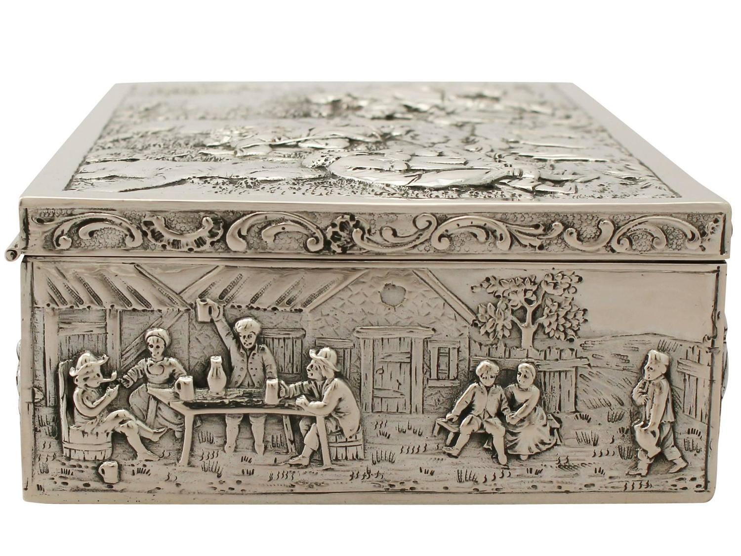 German Silver Jewelry Box, Antique circa 1900 For Sale at 1stdibs