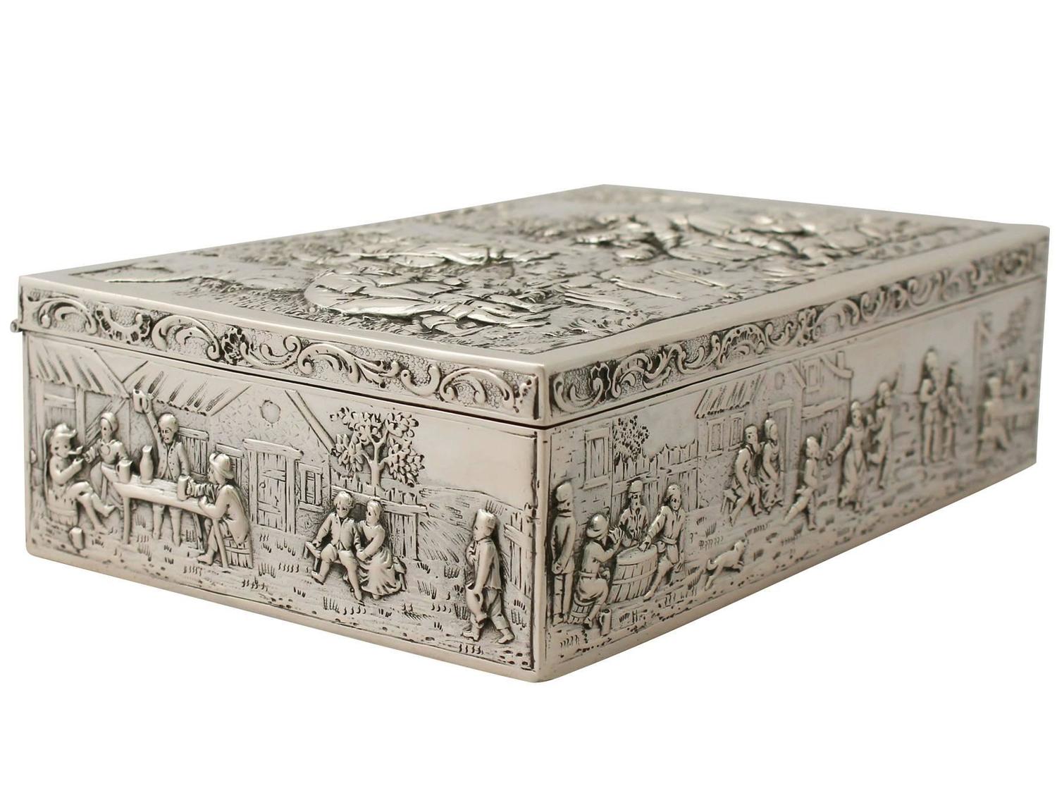 German Silver Jewelry Box, Antique circa 1900 For Sale at 1stdibs