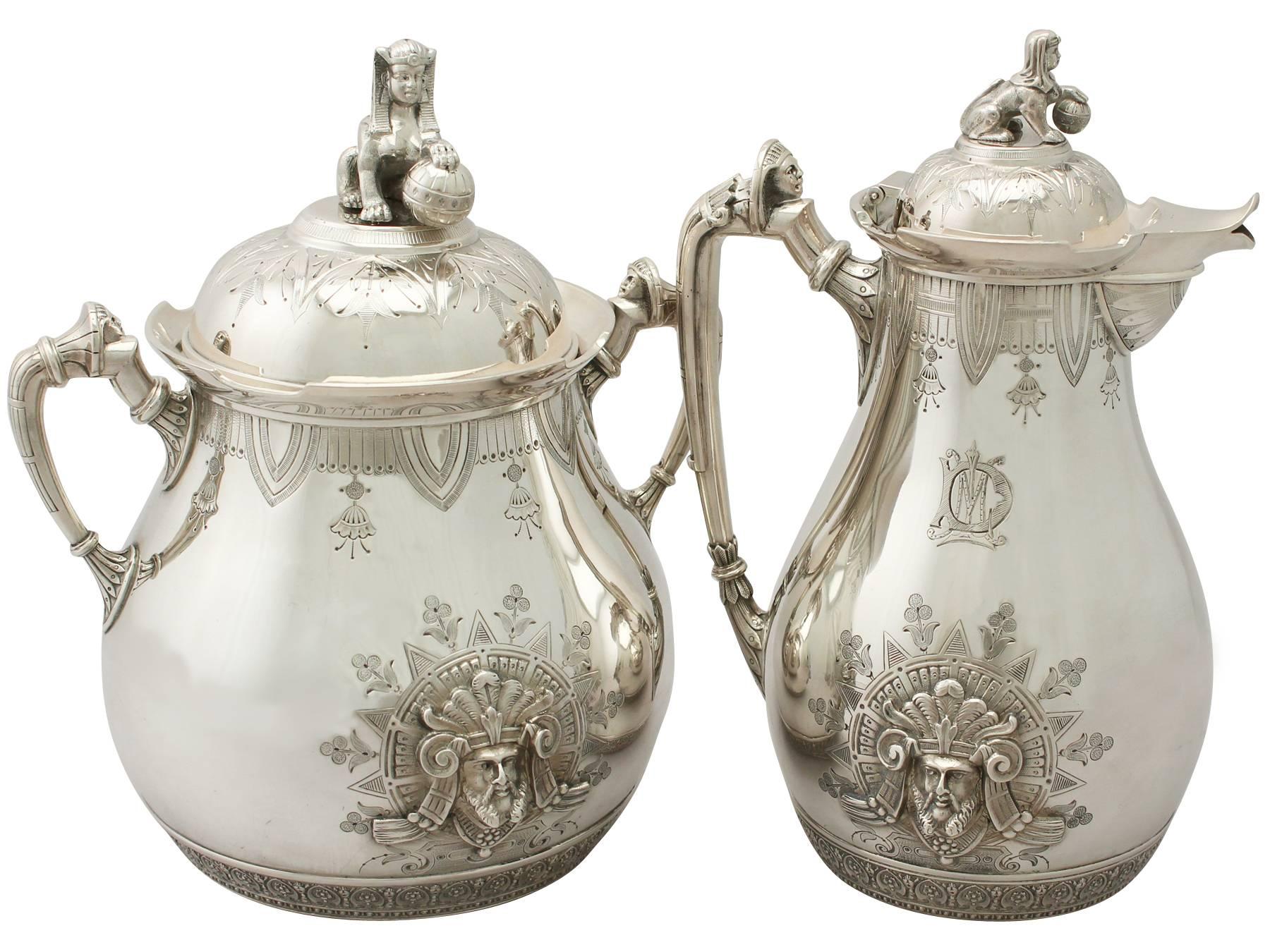 American Sterling Silver Four-Piece Coffee Service, Empire Style, Antique 2