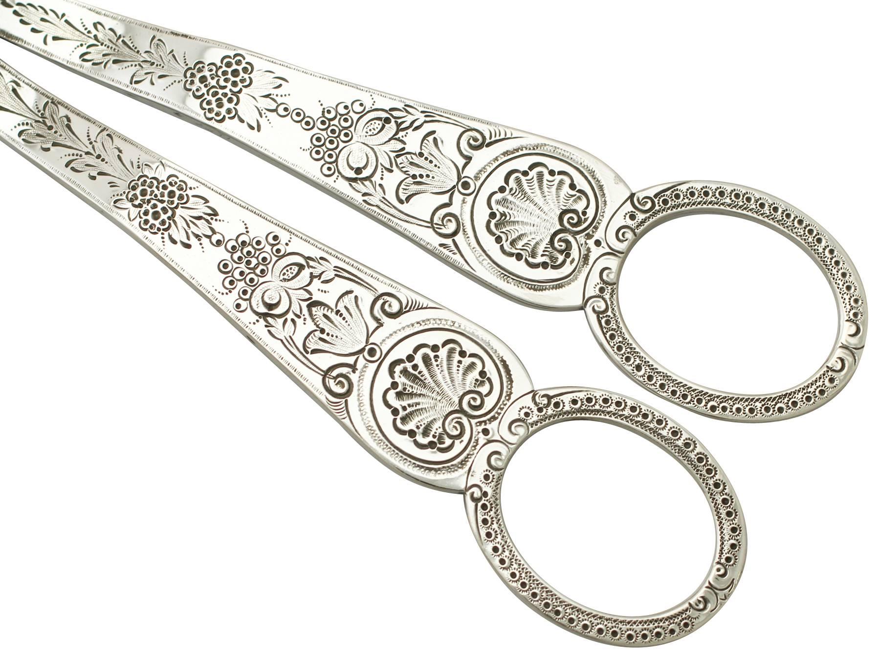 Sterling Silver Grape Shears, Antique Victorian 1