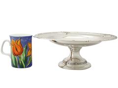 Antique George V Sterling Silver Tazza/Centerpiece Lindisfarne Style