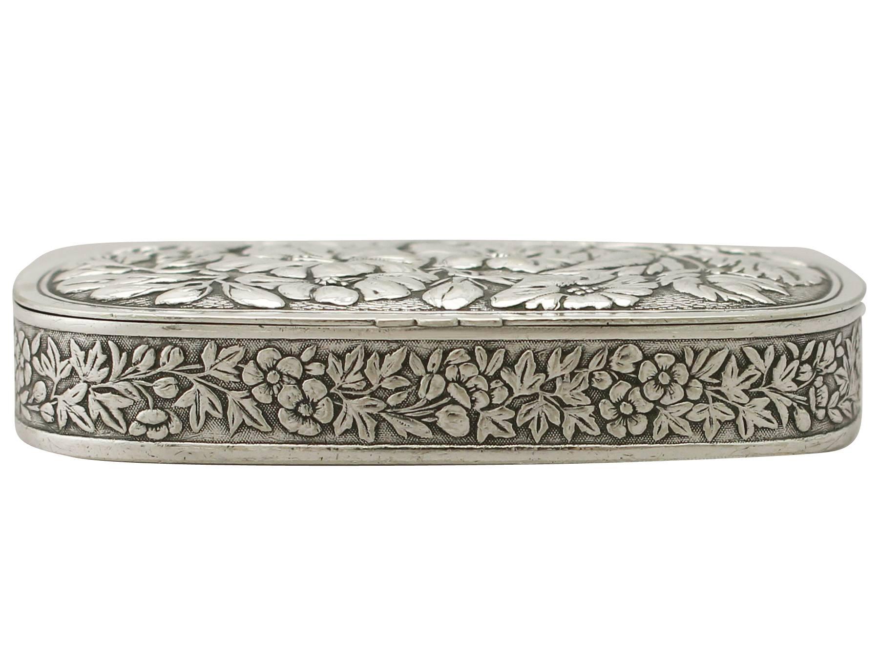 American Sterling Silver Snuff Box Antique, circa 1880 In Excellent Condition In Jesmond, Newcastle Upon Tyne