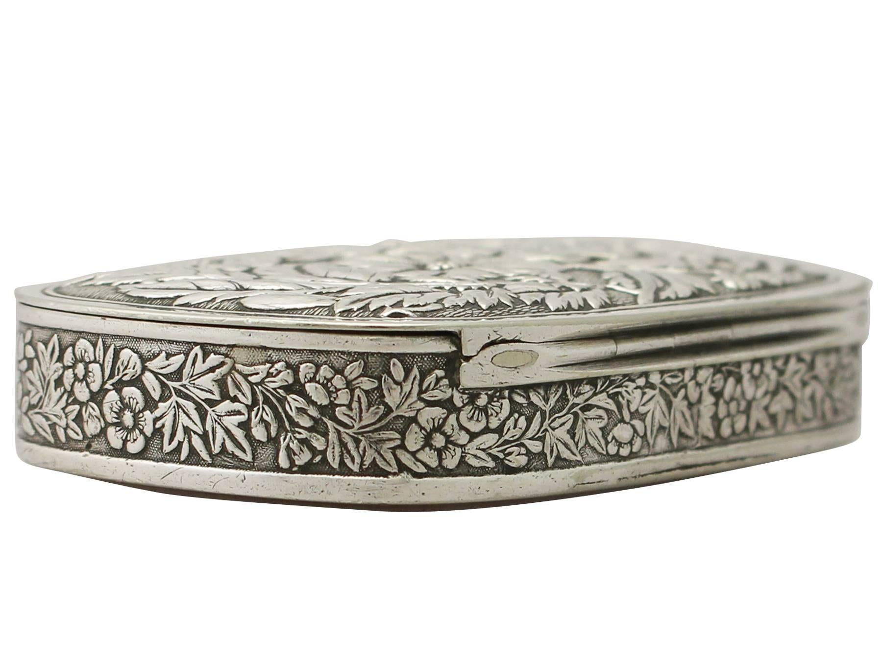 Late 19th Century American Sterling Silver Snuff Box Antique, circa 1880