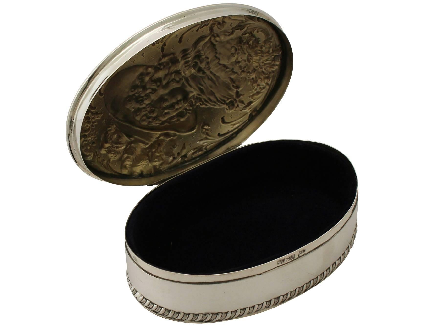 Early 20th Century Sterling Silver Jewelry/Trinket Box, Art Nouveau Style, Antique Edwardian