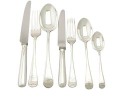 Sterling Silver Canteen of Cutlery for 12 Persons, Antique Edwardian