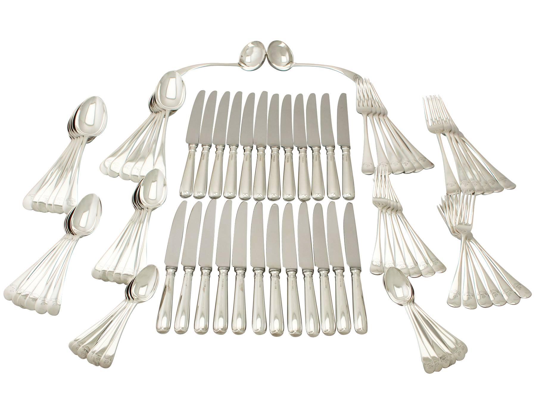 Sterling Silver Canteen of Cutlery for 12 Persons, Antique Edwardian 5