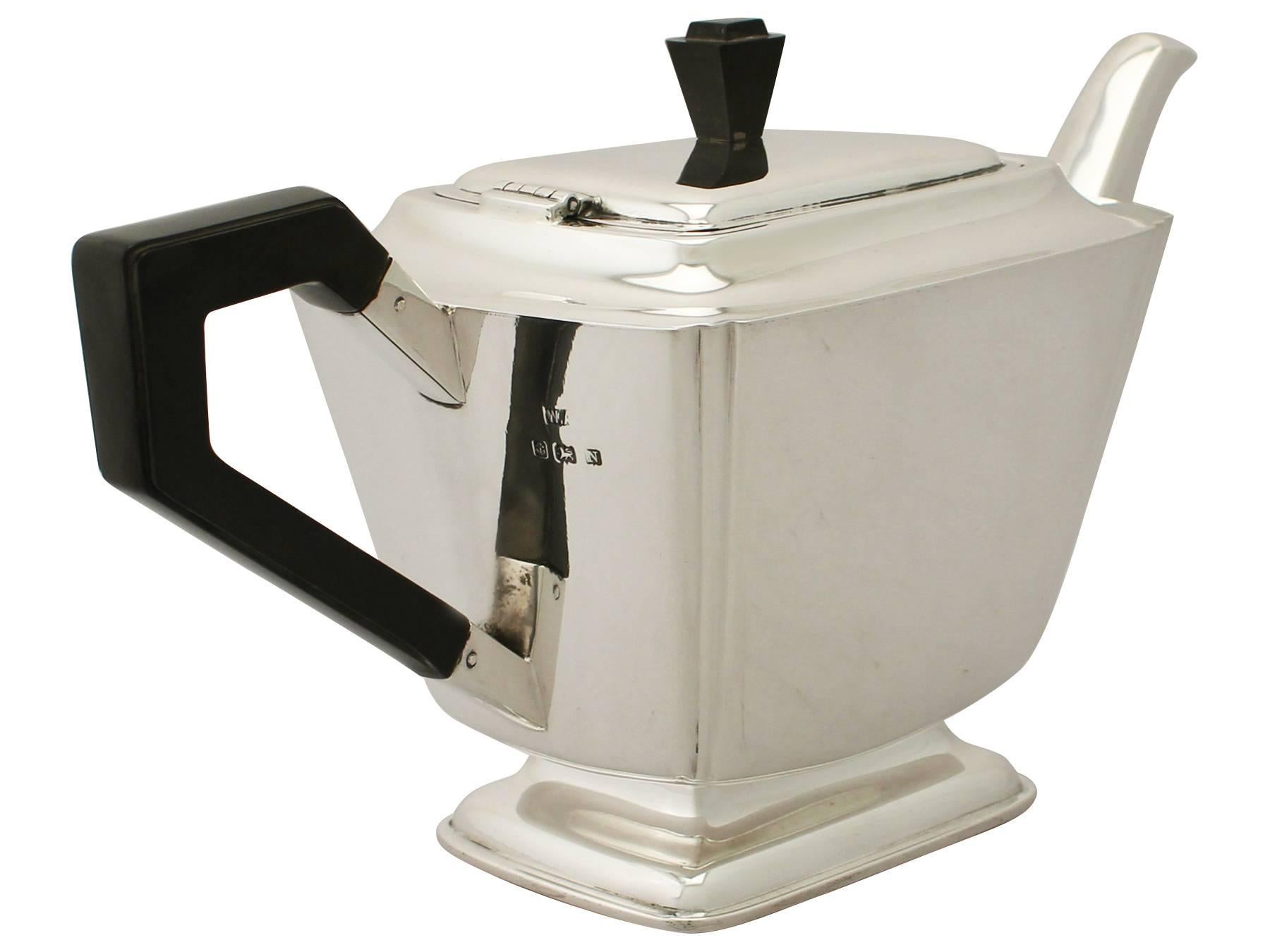 Sterling Silver Teapot, Art Deco Style, Antique VI at 1stDibs