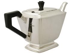 Sterling Silber Teekanne:: Art Deco Stil:: antik George VI