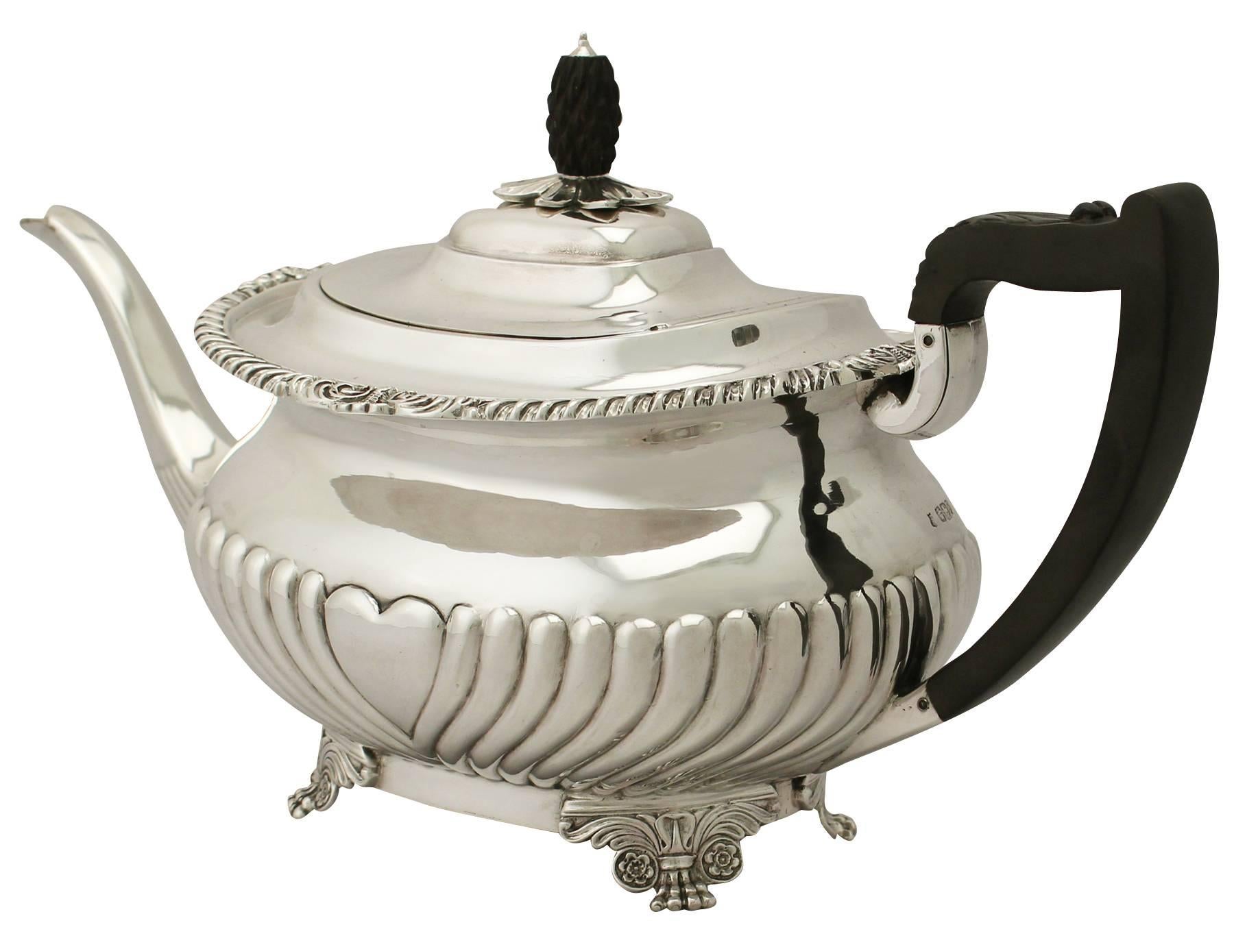 English Sterling Silver Teapot, Antique Victorian