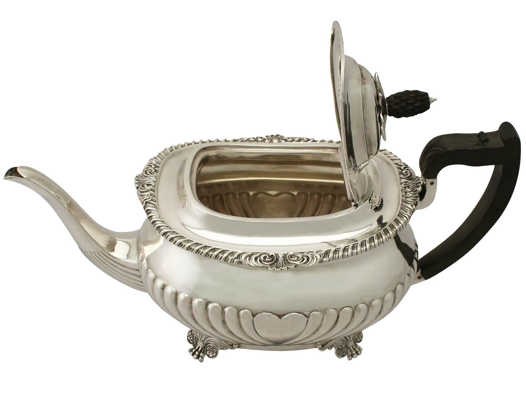 Painted Sterling Silver Teapot, Antique Victorian