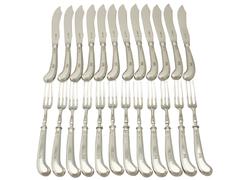 Sterling Silver Fish Service for Twelve Persons, Antique George V