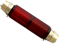 Flacon à parfum ancien en verre rouge et argent, vers 1880
