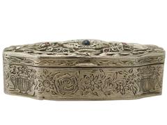 1880s French Silver, 0.69 Carat Ruby, Sapphire and Emerald Box