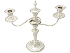 Sterling Silver Three-Light Candelabrum, Adams Style, Antique George V