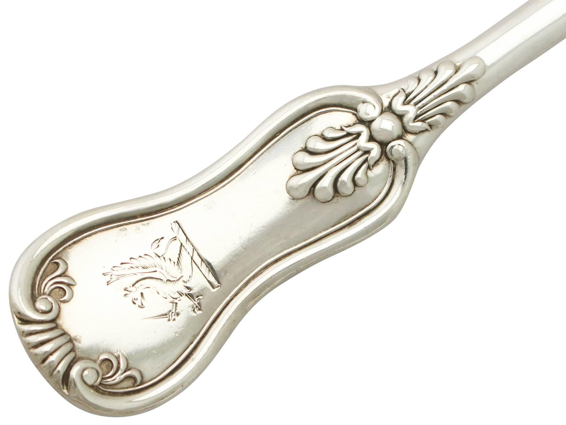 Mid-19th Century Antique Victorian Set of Scottish Sterling Silver King's Pattern Basting Spoons