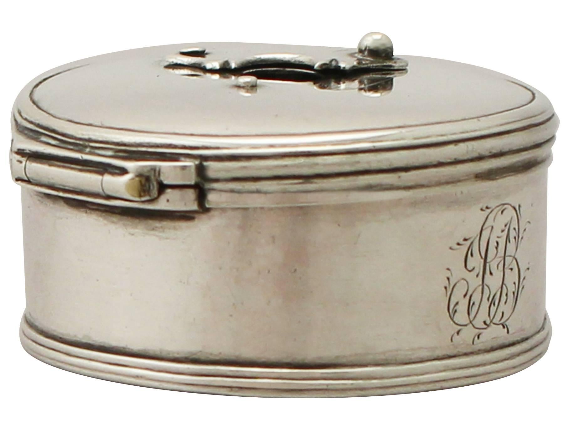 Late 18th Century Sterling Silver Bougie Box, Antique George III