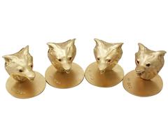 Antique George V Set of Four Sterling Silver Gilt Card/Menu Holders