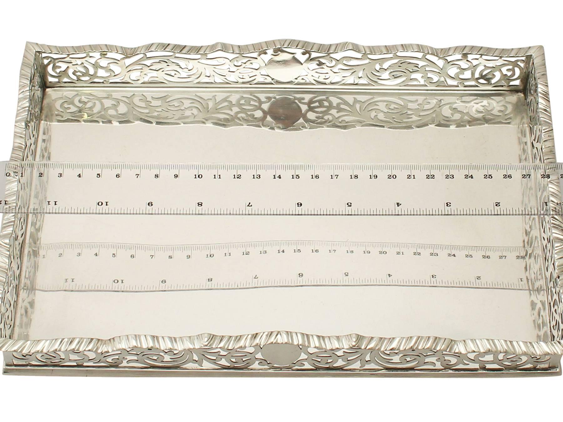 Sterling Silver Gallery Tray/Salver, Antique Edwardian 4