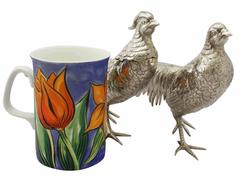 1960s Pair of German Sterling Silver Table Pheasants