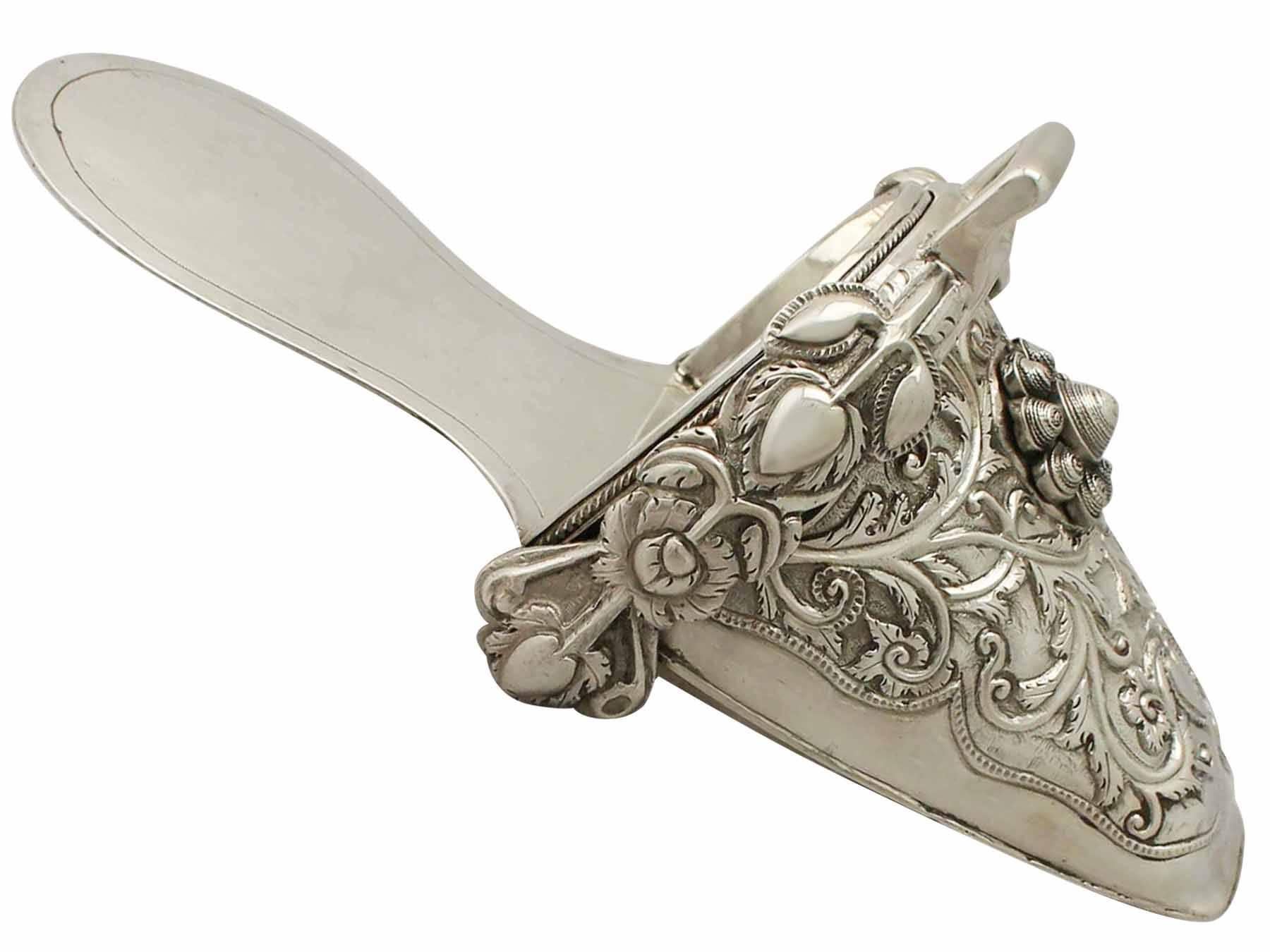 South American 1850s Antique Sterling Silver Sidesaddle Slipper Stirrup