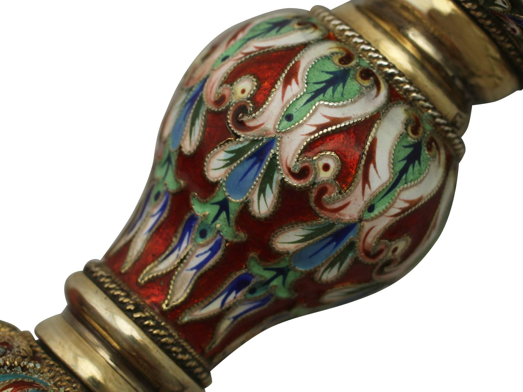 Antique Russian Silver Gilt and Polychrome Cloisonné Enamel Goblet, 1900s 1