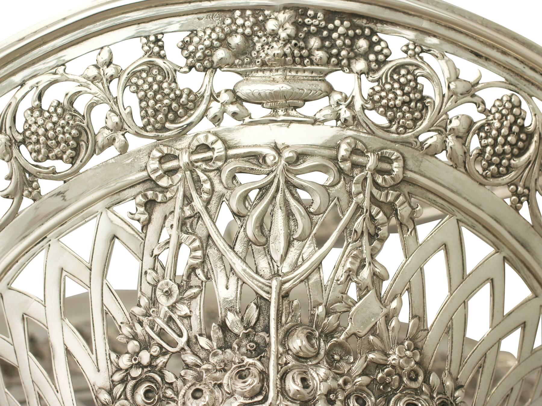 Antique German Silver Basket Centerpiece, 1890 3