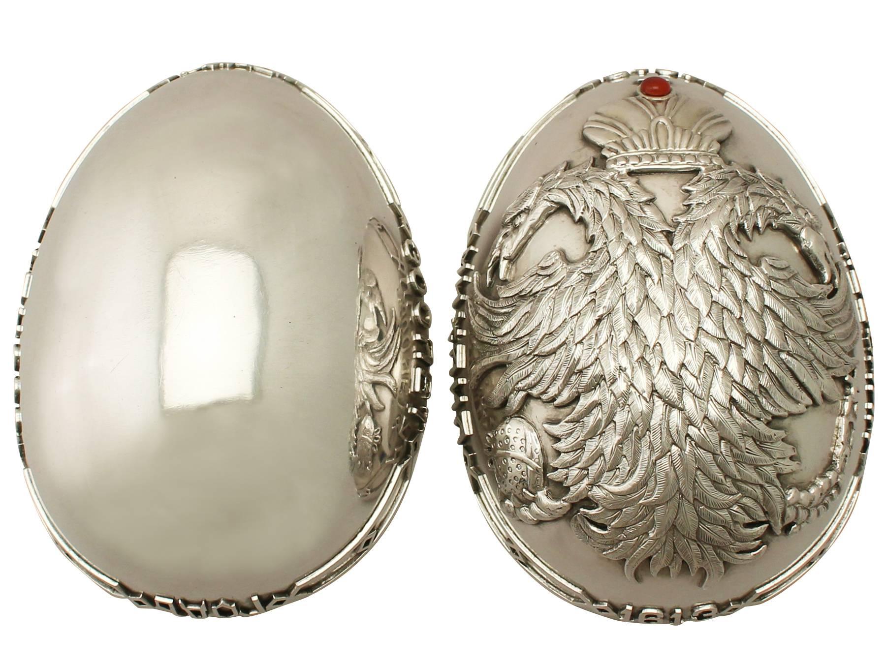 Antique Russian Silver Eggs, circa 1915 1