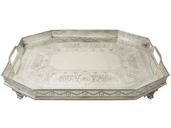 Antique Victorian Sterling Silver Galleried Tea Tray