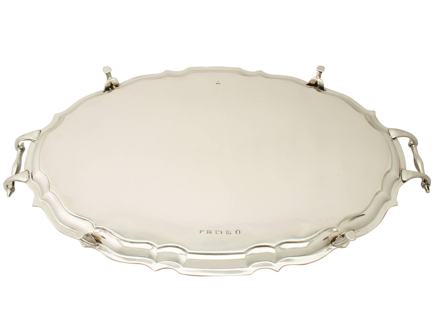 Mid-20th Century Antique Sterling Silver Tea/Drinks Tray, George V