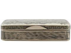 Antique Russian Silver and Niello Enamel Snuff Box, 1850s