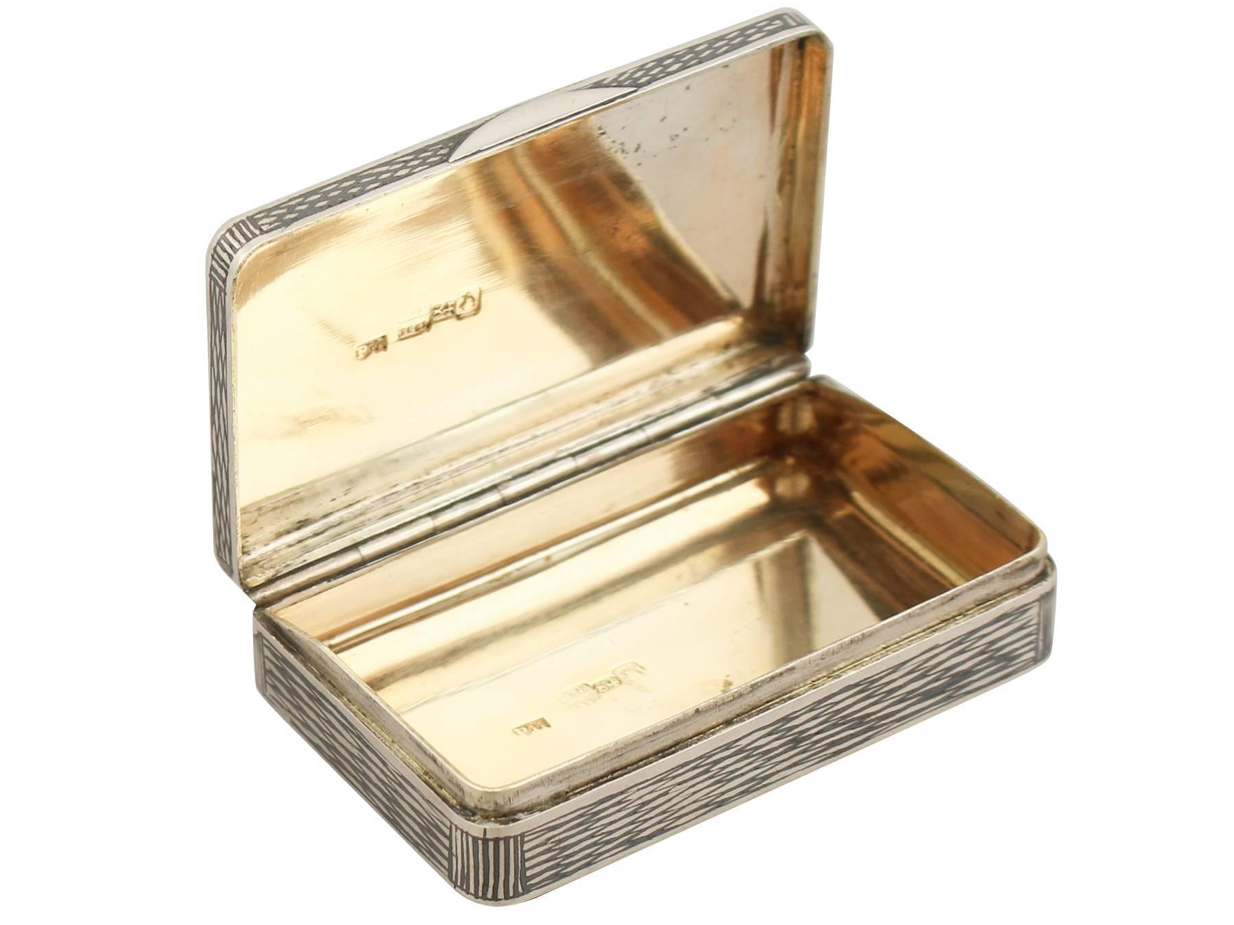 Antique Russian Silver and Niello Enamel Snuff Box, 1850s 1
