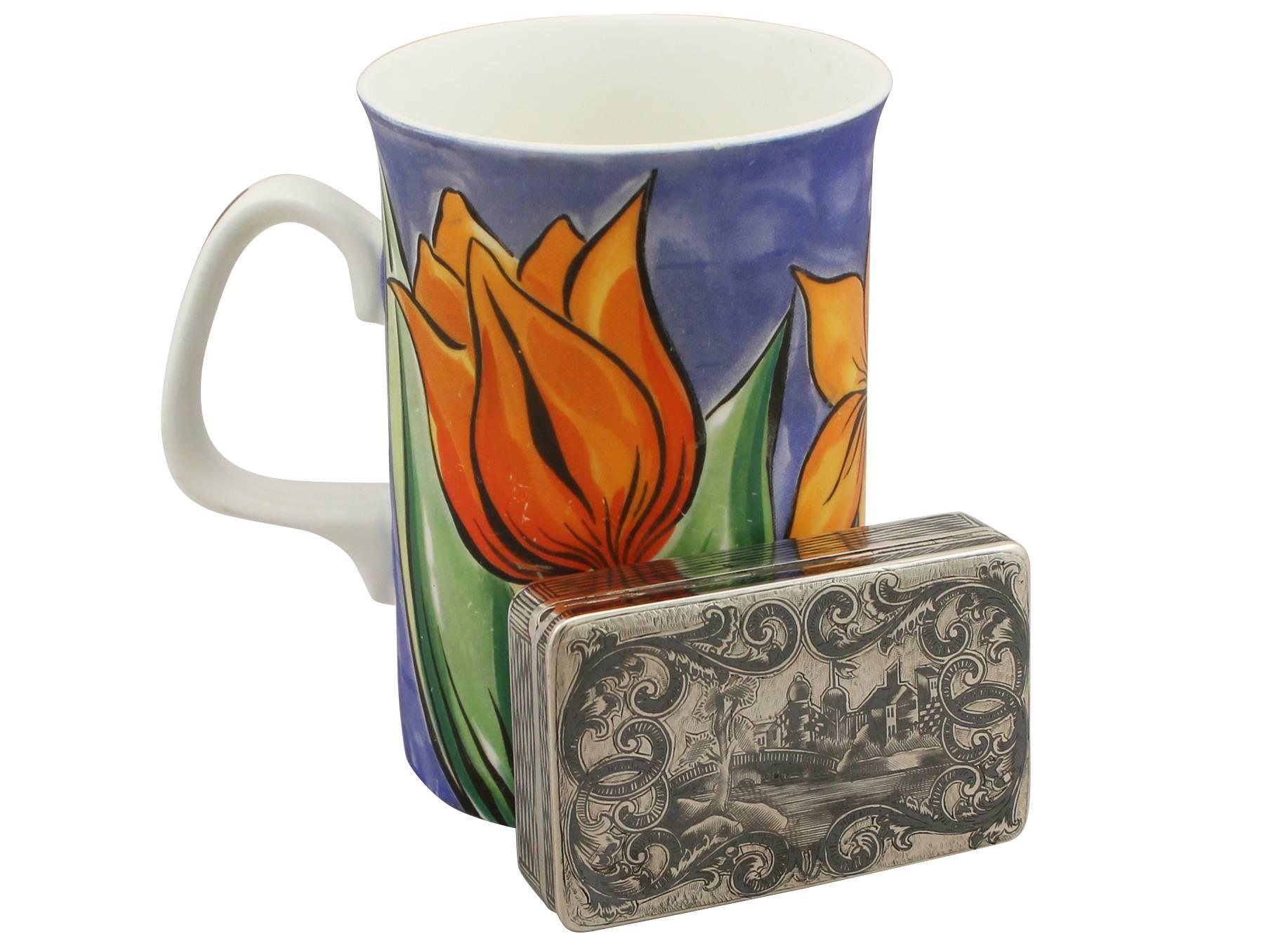 Antique Russian Silver and Niello Enamel Snuff Box, 1850s 2
