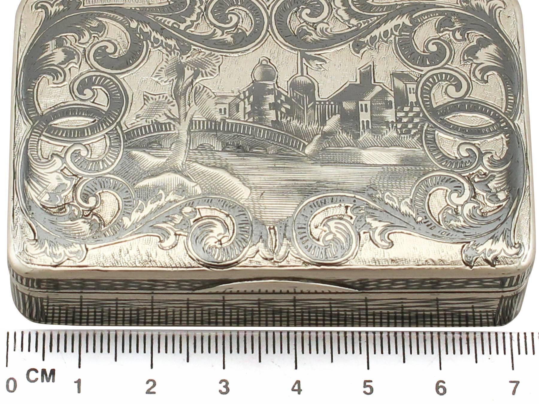 Antique Russian Silver and Niello Enamel Snuff Box, 1850s 6