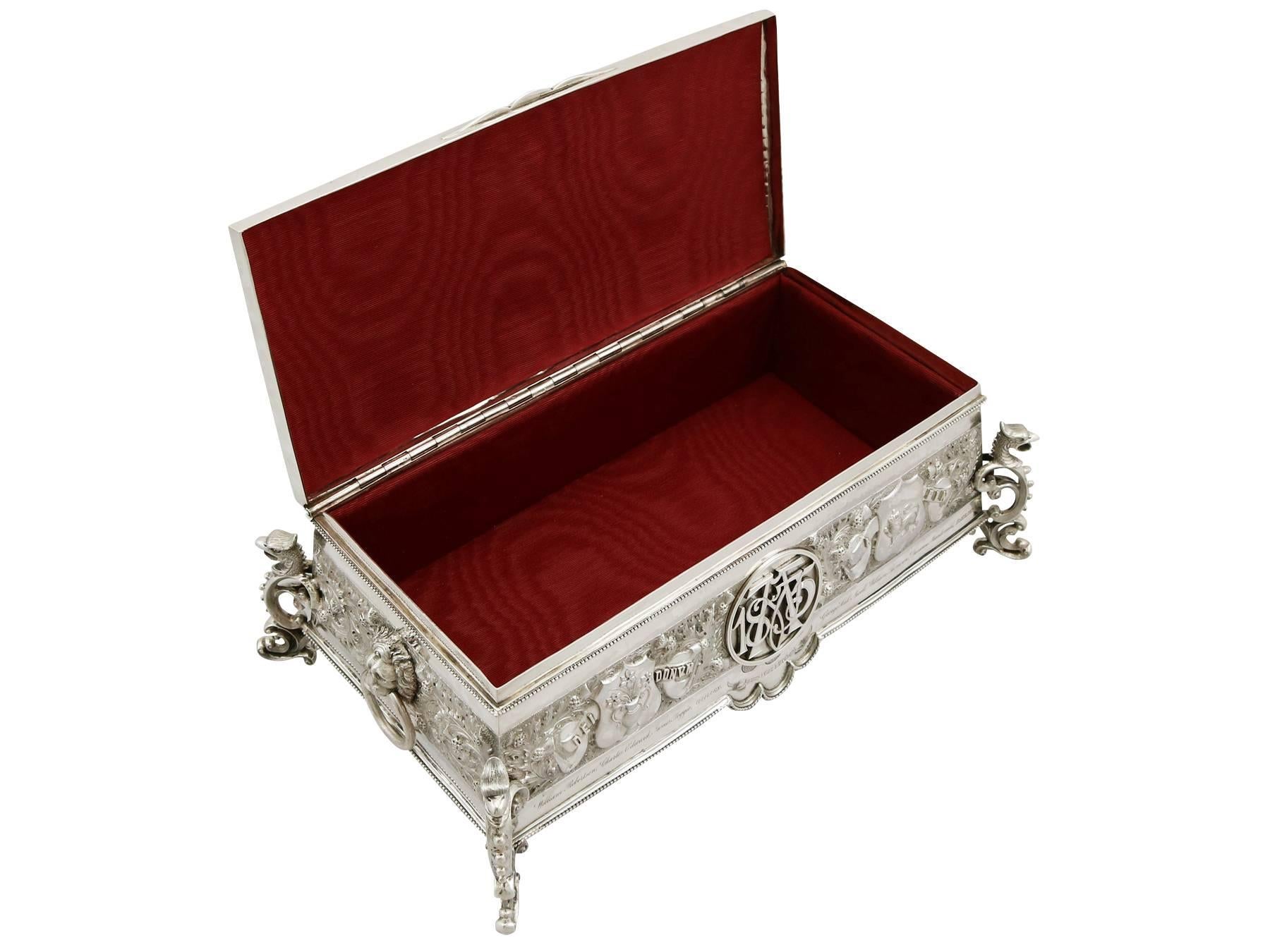 Late 19th Century Antique Scottish Sterling Silver Freedom Casket, Victorian