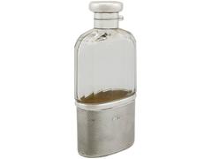 Antique Cut-Glass and Sterling Silver Hip Flask