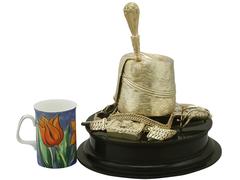 Antique Victorian Sterling Silver, '10th Royal Hussars Officer Busby' Inkwell