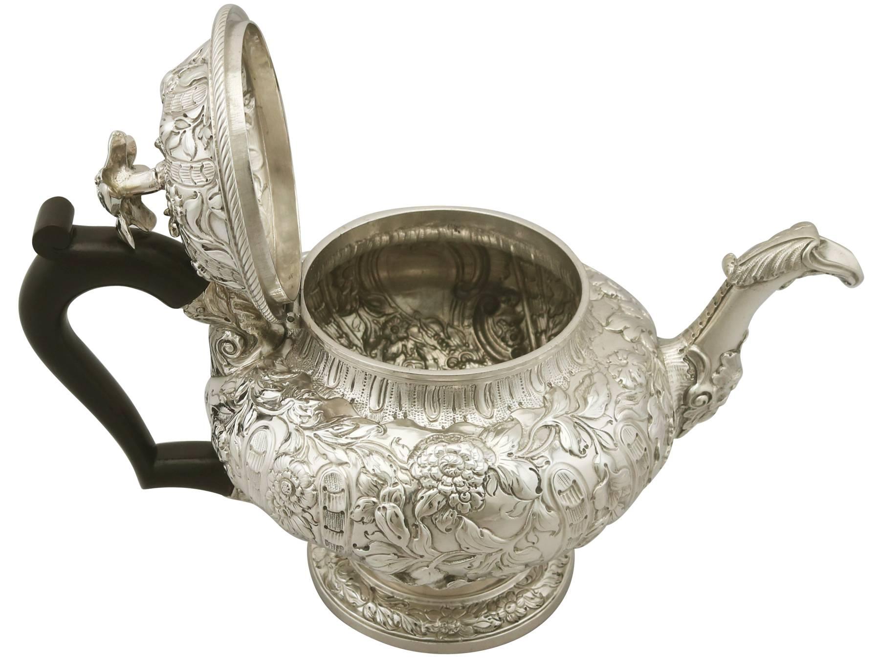 Welsh Antique Sterling Silver Teapot by William Burwash George III