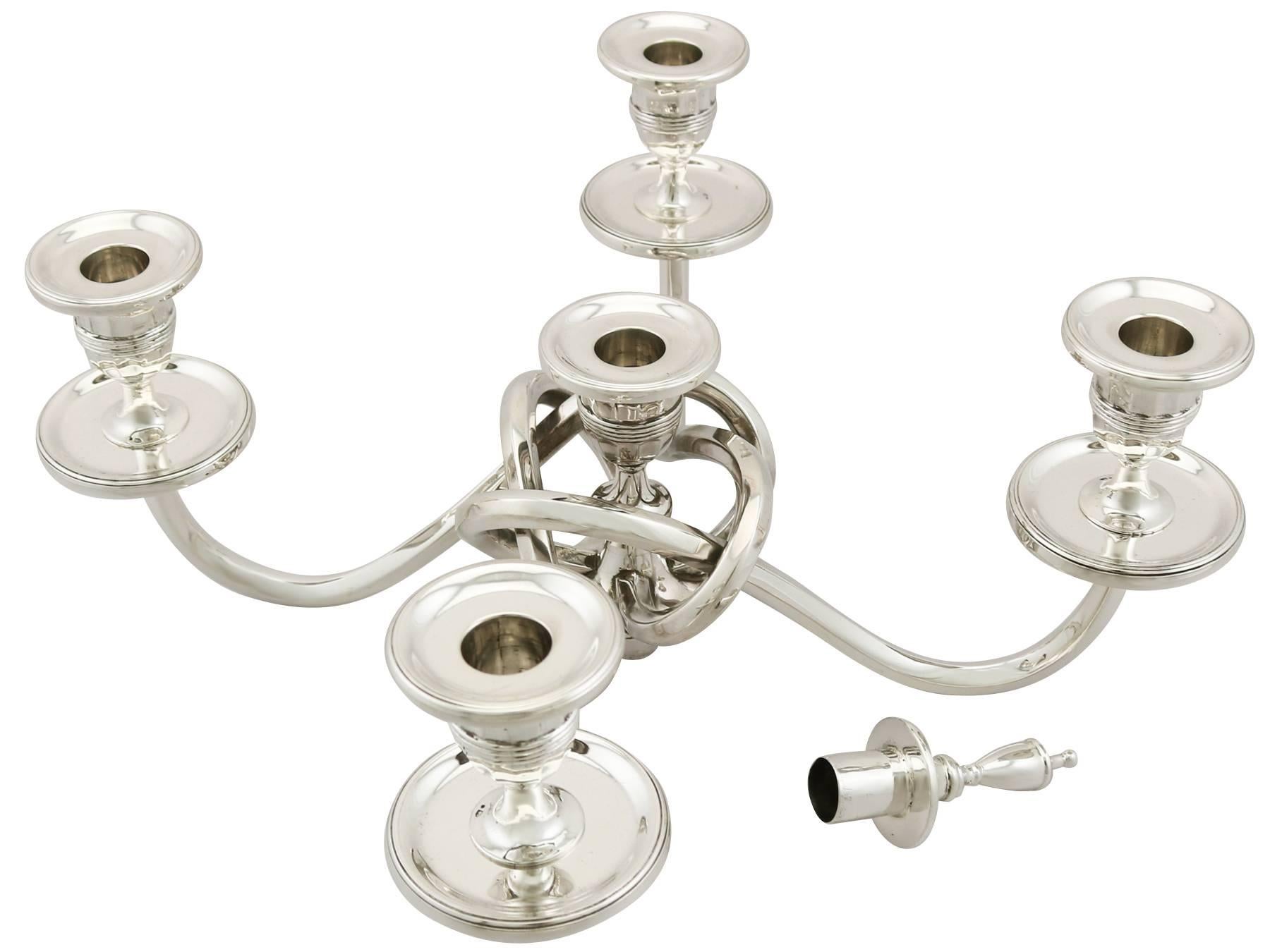 Mid-20th Century 1950s Pair of Portuguese Silver Candelabra