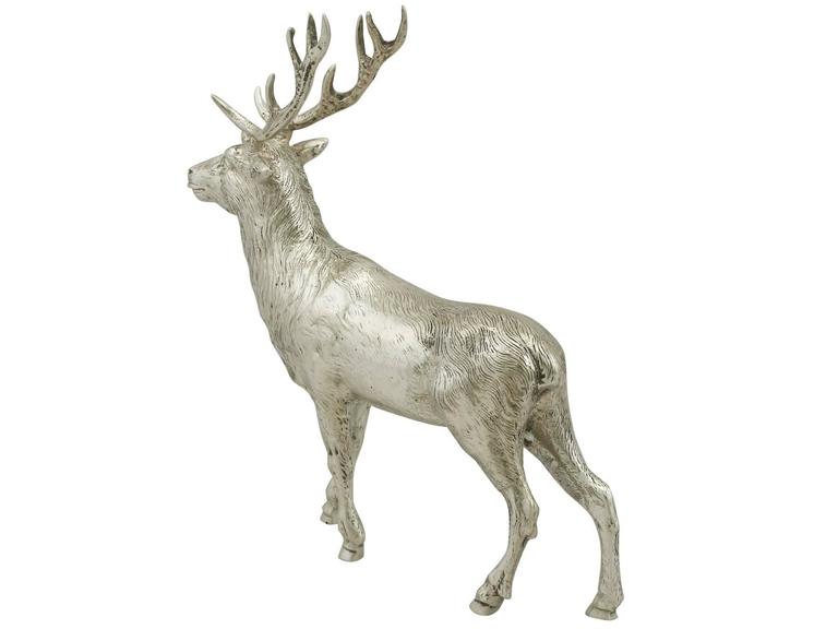 1900s Antique Set of Four German Silver Stag Table Ornaments at 1stDibs