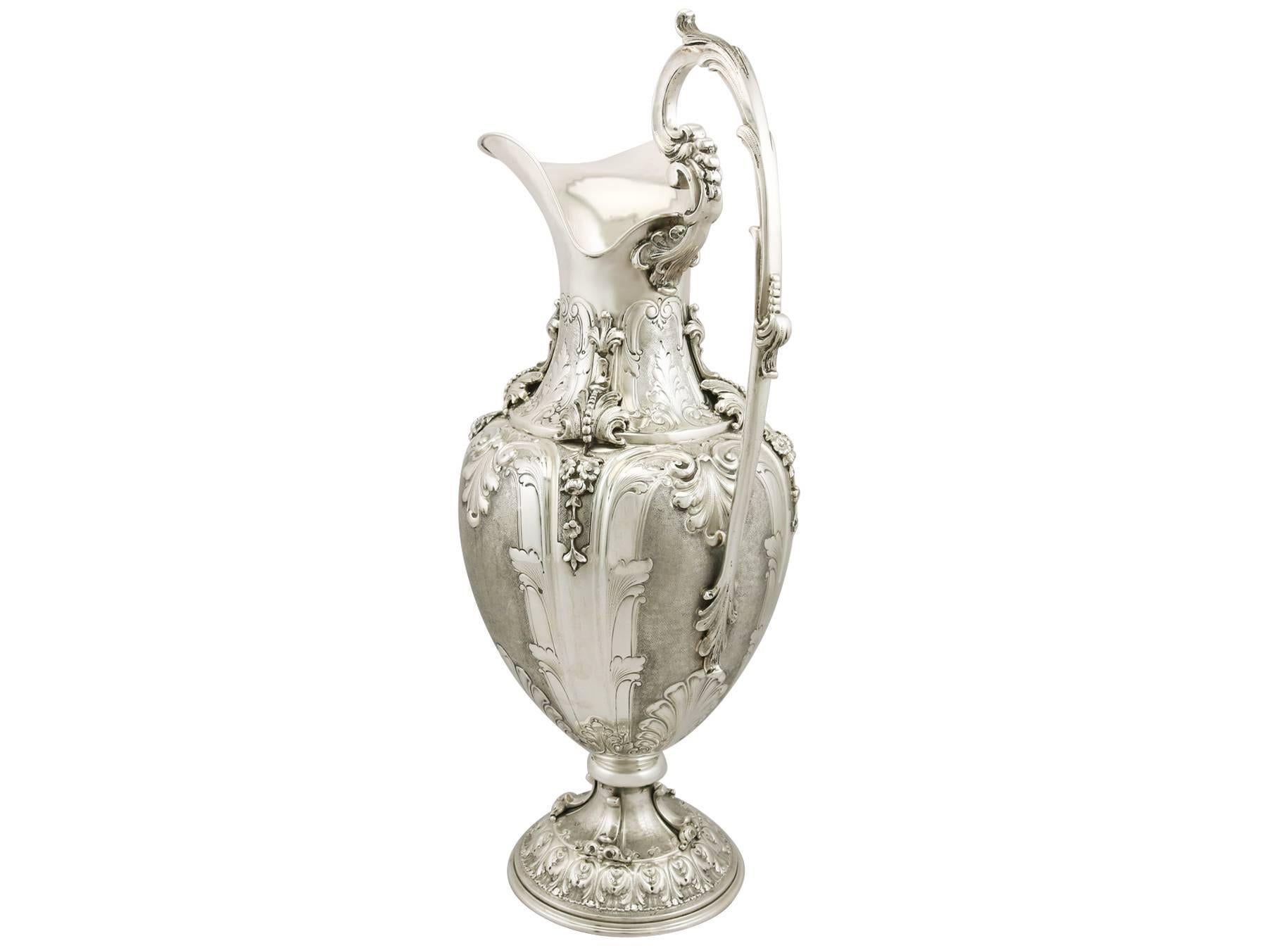 Mid-20th Century Vintage 1950s Italian Silver Wine Ewer and Presentation Plate For Sale