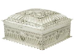 antike viktorianische Sterlingsilber-Schmuckschatulle von Charles Edwards aus den 1890er Jahren