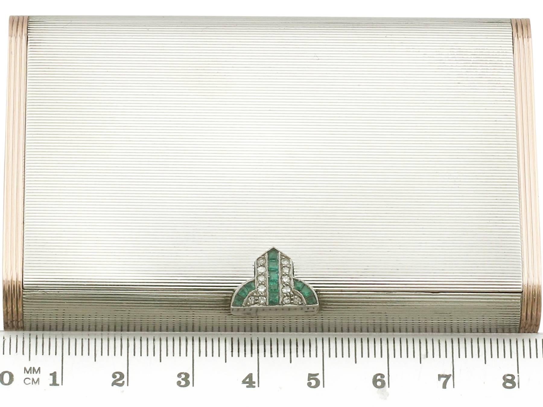 Mid-20th Century 1930s Emerald Diamond, Sterling Silver Mirror Compact by Asprey & Co Ltd.