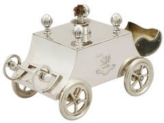 1907 Antique Edwardian Sterling Silver Carriage Table Lighter