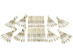 Antique German Silver Gilt and Mother-of-Pearl Dessert Service