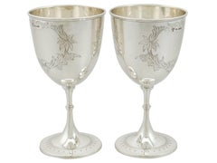 Victorian 1880s Pair of Sterling Silver Goblets